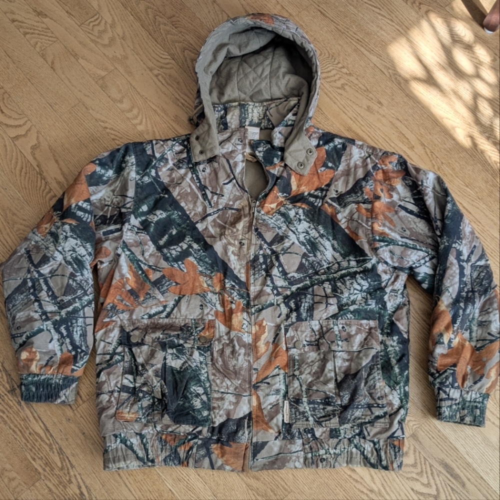 VTG Outfitters Ridge Fusion 3D Woodland Camo FullZip Jacket Removable Hood Large
